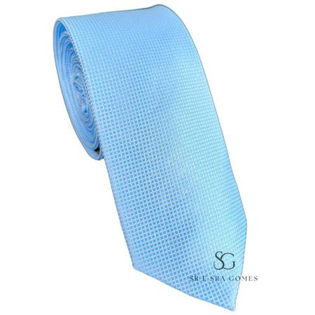 Imagem de Gravata Azul Serenity Tecido Trabalhado Quadradinho para Padrinhos e Casamento