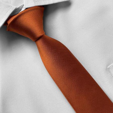 Imagem de Gravata Semi Slim Terracota Para Padrinhos de Casamento Noivos