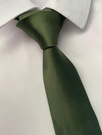 Imagem de Gravata Semi Slim Verde Oliva Para Padrinhos de Casamento Noivos