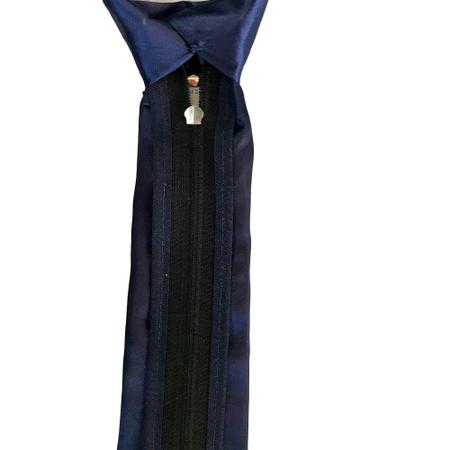 Imagem de Gravata Slim Adulto Masculina Azul Marinho Com Nó Pronto De Zíper