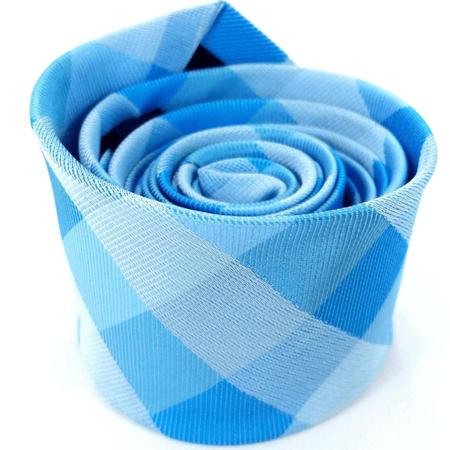 Imagem de Gravata Slim Xadrez Azul Celeste Linha Elegante
