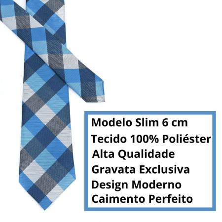 Gravata Slim Xadrez Azul Design Italiano - O Gravateiro - Gravatas,  Acessórios e Moda Masculina