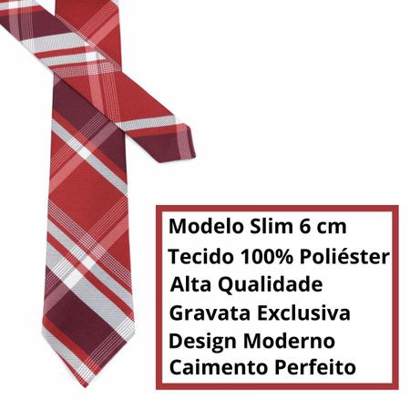 Imagem de Gravata Slim Xadrez Vermelha Linha Elegante