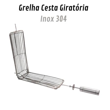 Grelha Cesto Espeto Giratório 65cm Grill Laurindos Curto