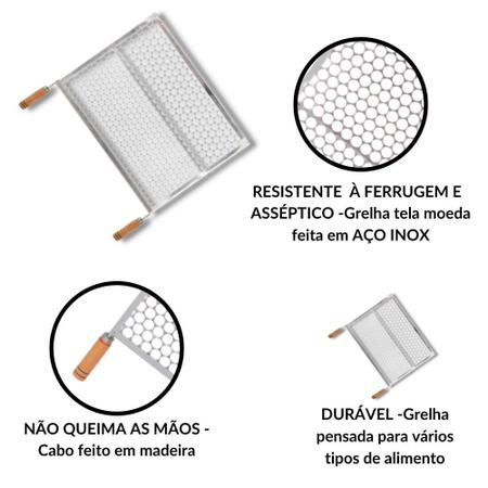 Imagem de Grelha Churrasco Inox Moeda 55x30 Especial Churrasqueiras