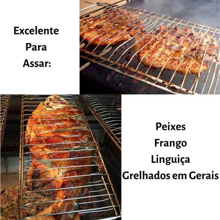 Imagem de Grelha para Churrasco Abaulada Dupla - Carne Peixe Frango Linguiça Grelhados em Geral (54x17) cm