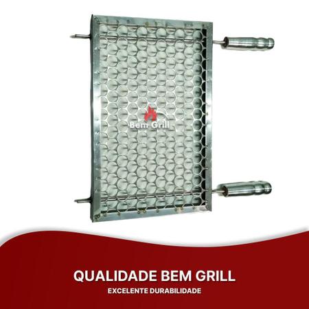 Imagem de Grelha Portátil 40X25 Inox Reforçada Churrasqueira Espetinho