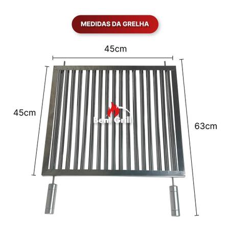 Imagem de Grelha Uruguaia Inox Parrilla Churrasco 45X45