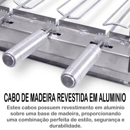 Imagem de Gril Inox 4 Espetos para Churrasqueira Pré Moldada de 55 cm de Espaço Interno - Brasa Grill