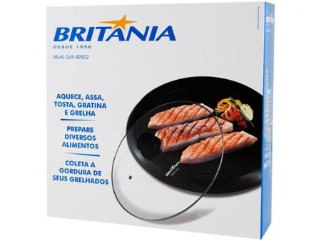 Imagem de Grill Britânia BPE02 Redondo 1000W com Chapa - Antiaderente com Coletor de Gordura