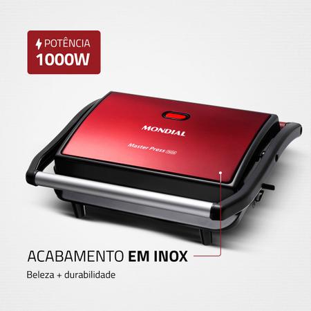 Imagem de Grill Elétrico Master Press Mondial Red Ceramic PG-01-RC 127V