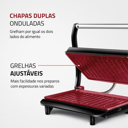 Imagem de Grill Elétrico Master Press Mondial Red Ceramic PG-01-RC 127V