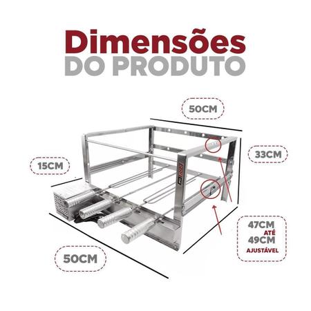 Imagem de Grill Giratório 4 Espetos De Inox Motor Removível Embutido