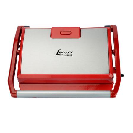 Imagem de Grill Panini Life Inox Vermelho 127V Lenoxx PGR155