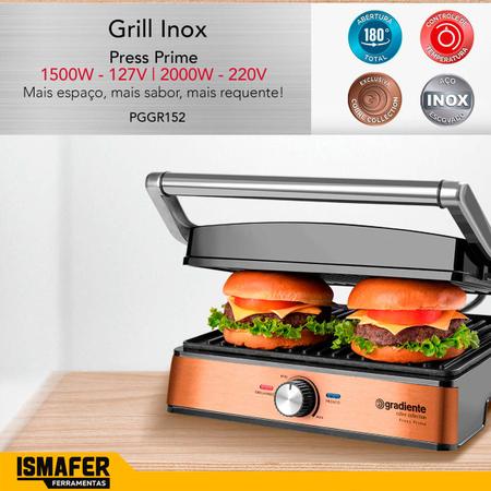 Imagem de Grill Press Prime Inox Gradiente Pggr152 Cobre 1500w 220V