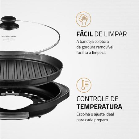 Imagem de Grill Redondo Mondial Smart Grill 30cm 1200W G-04 Preto 127V