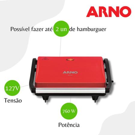 Imagem de Grill Sanduicheira Arno Compact Uno Antiaderente - Vermelha - 110V