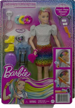 Imagem de Grn81 barbie boneca penteado arco-íris animal print loira