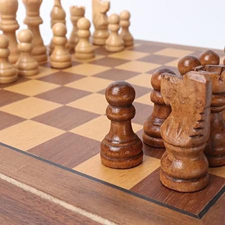 Conjunto de mesa de xadrez de jogo de tabuleiro de xadrez premium, conjunto  de xadrez de madeira para adultos crianças peças de xadrez artesanais  magnéticas, conjunto de xadrez de viagem exclusivo t