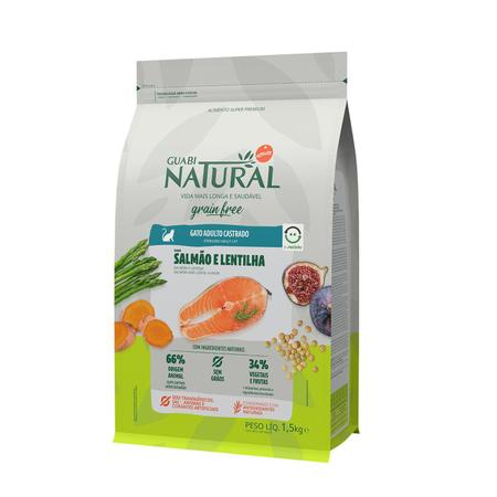 Imagem de Guabi Natural Grain Free Gato Castr Salmão E Lentilha 1,5Kg