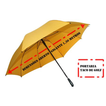 Imagem de Guarda chuva automático recepção portaria modelo taco de gof amarelo abertura 1,30 metros  6501