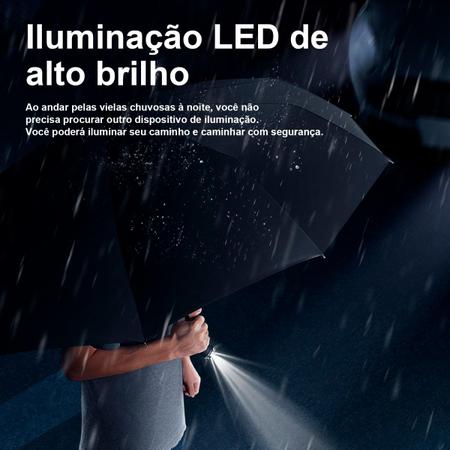 Imagem de Guarda Chuva Grande Com Luz de LED Sombrinha Dobrável Prática Automático Vareta Dupla Reforçada