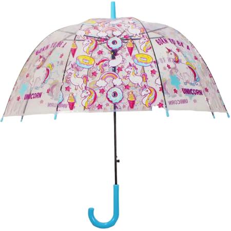 Guarda-chuva infantil, guarda-chuva arqueado automático transparente com  bolha de cúpula com lindo desenho de nuvem de arco-íris, guarda-chuva  infantil transparente de desenho animado