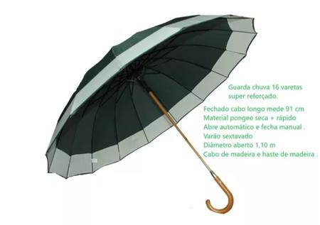 Imagem de Guarda chuva portaria automático formato cogumelo longo resistente ao vento varão sextavado verde