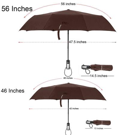 Imagem de Guarda-chuva TradMall Travel à prova de vento, 116 cm, dossel, marrom, pacote com 2 unidades