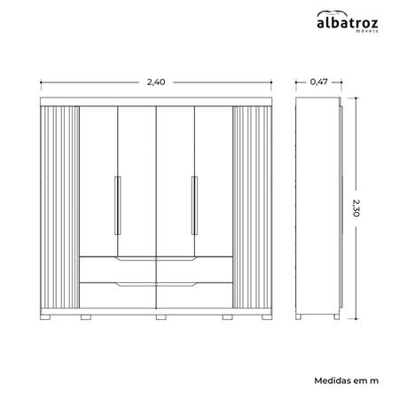 Imagem de Guarda-roupa 06 Portas e 04 Gavetas com Espelhos Doble Casal