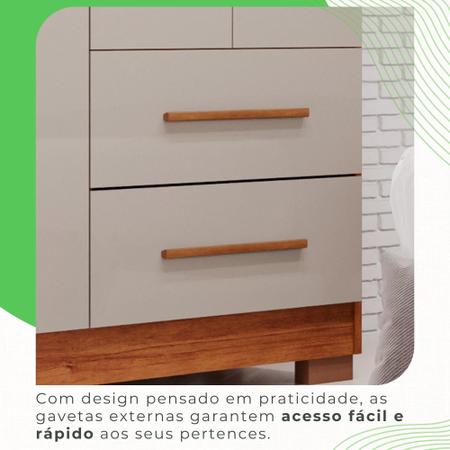 Imagem de Guarda Roupa 4 Portas 2 Gavetas MDP Pés Espelho Cinamomo Off