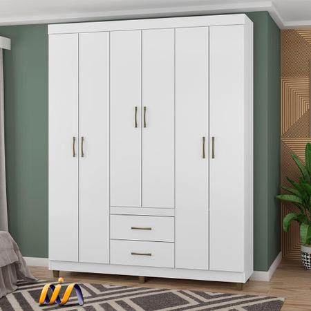 Imagem de Guarda Roupa 6 Portas 2 Gavetas Branco 2262-50 Araplac