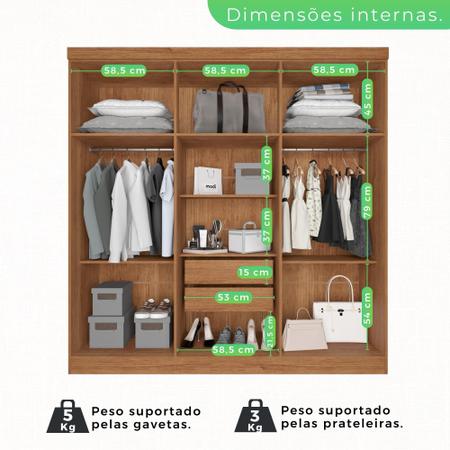 Imagem de Guarda Roupa 6 Portas 2 Gavetas MDP com Espelho Cinamomo