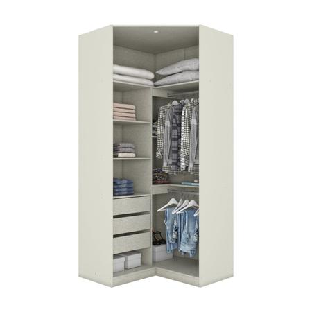 Imagem de Guarda Roupa Canto Closet Modulado 2 Portas e 3 Gavetas com Espelho e Led Seletto Henn