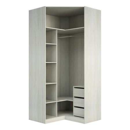 Imagem de Guarda Roupa Canto Closet sem Portas 3 Gavetas, Cabideiro, 5 Prateleiras Prime Luciane MA³veis