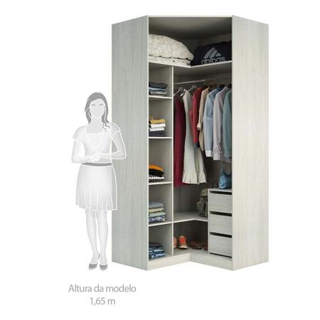 Imagem de Guarda Roupa Canto Closet sem Portas 3 Gavetas, Cabideiro, 5 Prateleiras Prime Luciane MA³veis