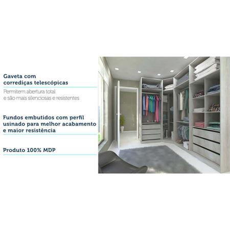 Imagem de Guarda Roupa Canto Closet sem Portas 3 Peças, 6 Gavetas, 4 Cabideiros Prime Luciane Móveis