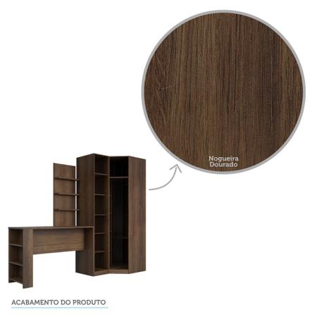 Guarda Roupa Canto Closet sem Portas 4 Peças, Prateleiras e Bancada com Painel Prime Luciane Móveis - Kit Imagem de Guarda Roupa Canto Closet sem Portas 4 Peças, Prateleiras e Bancada com Painel Prime Luciane Móveis
