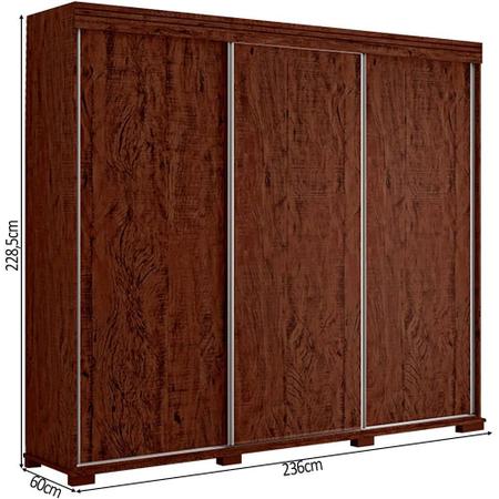 Imagem de Guarda Roupa Casal 100% MDF 3 Portas de Correr Mustang Pinhão