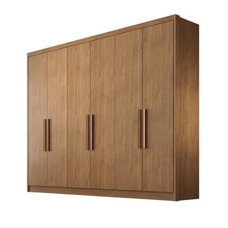 Imagem de Guarda Roupa Casal 100% MDF 6 Portas 8 Gavetas - Rizon -Cumaru - Móveis Novo Horizonte