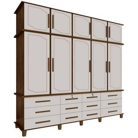 Imagem de Guarda Roupa Casal 100% MDF Grande 10 Portas Malbec Off White Berlim Luapa