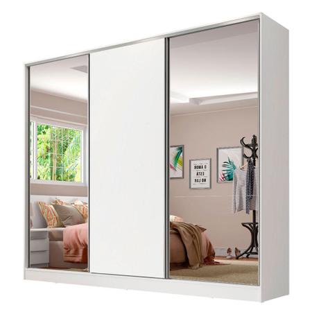 Imagem de Guarda Roupa Casal 100% MDF Madesa Royale 3 Portas de Correr com Espelhos - Branco