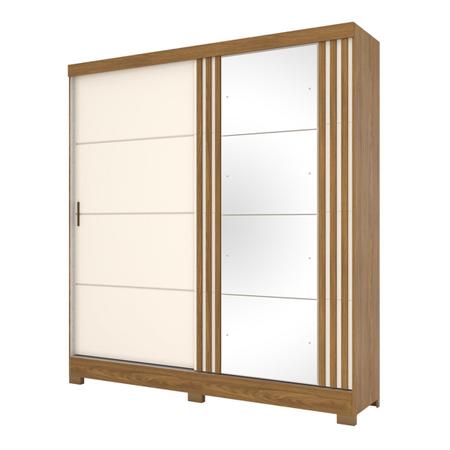 Imagem de Guarda-Roupa Casal 2 Portas 3 Gavetas com Espelho B352 Nature/Off White - Briz