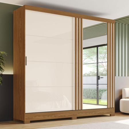 Imagem de Guarda-Roupa Casal 2 Portas 3 Gavetas com Espelho B352 Nature/Off White - Briz