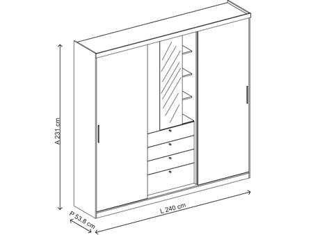 Imagem de Guarda-roupa Casal 3 Portas 4 Gavetas