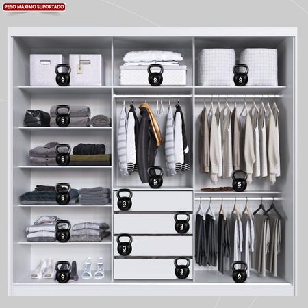 Guarda Roupa Casal 3 Portas com Espelho 4 Gavetas 100% MDF London Yescasa