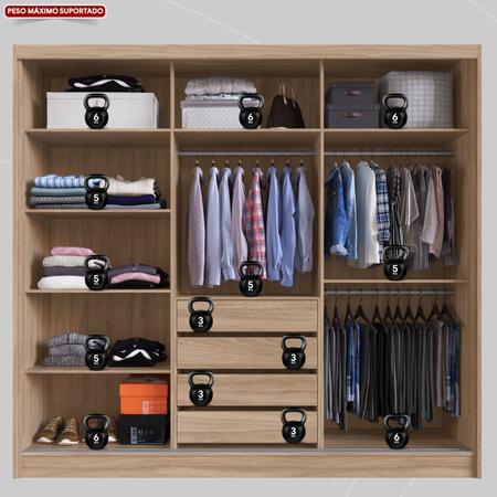 Guarda Roupa Casal 3 Portas com Espelho 4 Gavetas 100% MDF London Yescasa