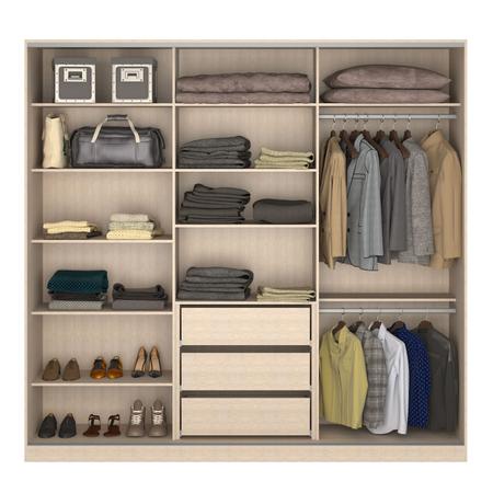 Imagem de Guarda-Roupa Casal 3 Portas Correr 3 Espelhos 100% Mdf Rc3001 Noce - Nova Mobile