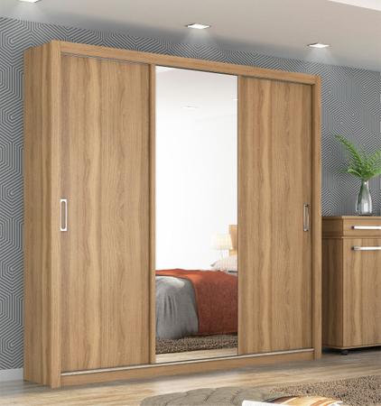 Imagem de Guarda-roupa Casal 3 Portas Deslizantes  Residence Espelho com Moldura em MDF Demóbile