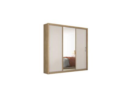 Imagem de Guarda-roupa Casal 3 Portas Deslizantes  Residence Espelho com Moldura em MDF Demóbile
